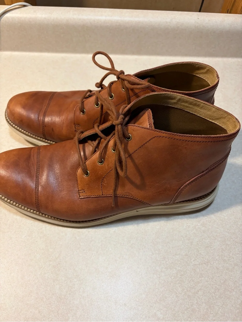 Cole Haan Classic Brown Leather Lace-Up Boots